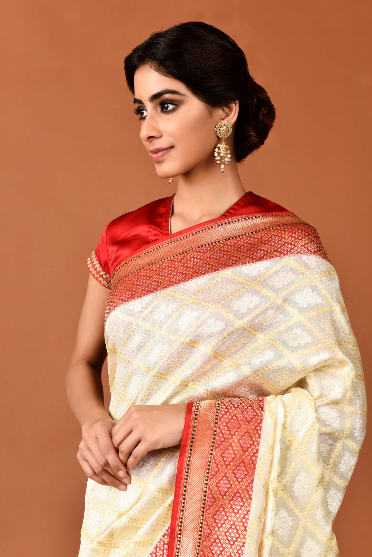 Banarasi Silk Revival Jaal Border Ivory Saree
