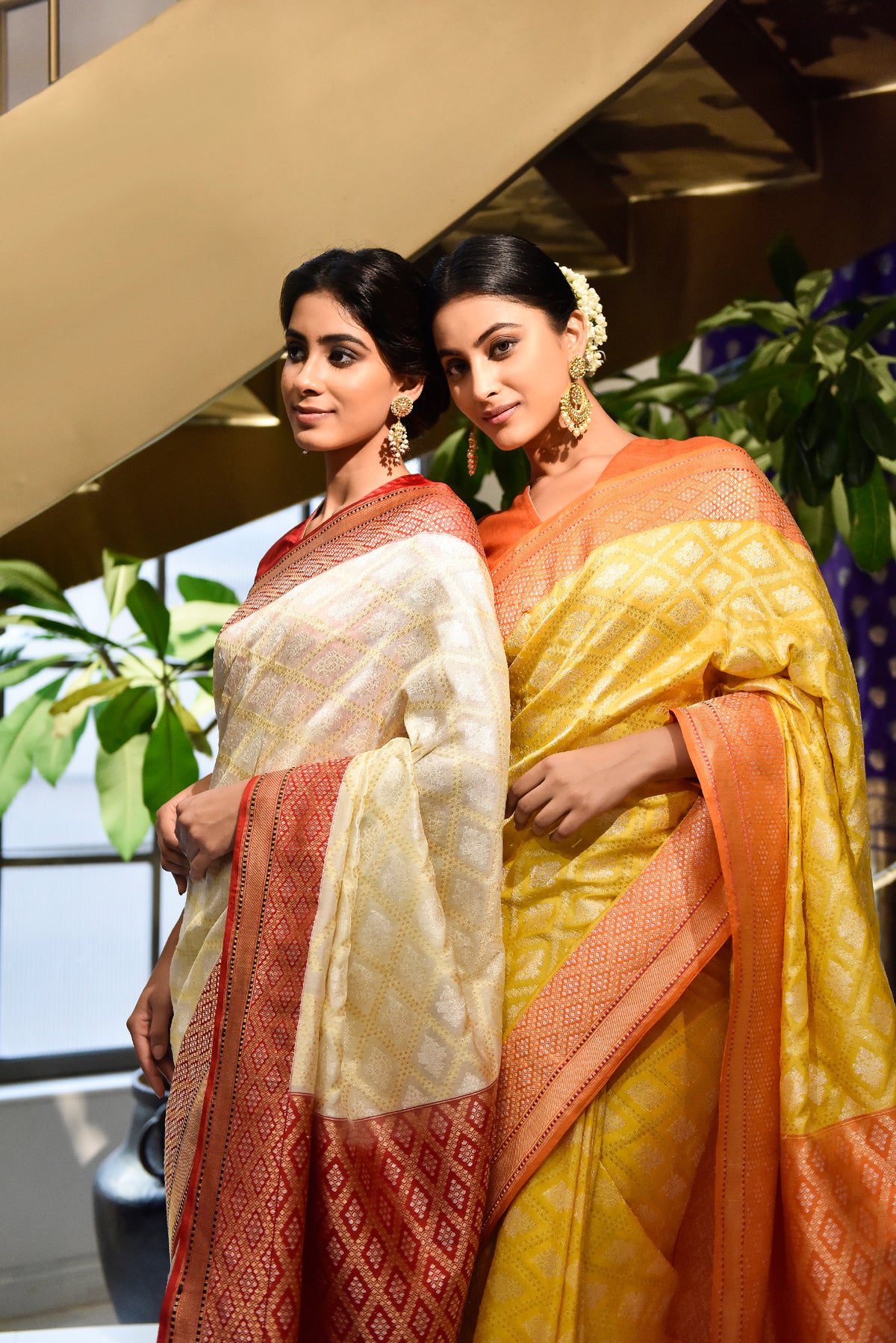 Banarasi Silk Revival Jaal Border Ivory Saree