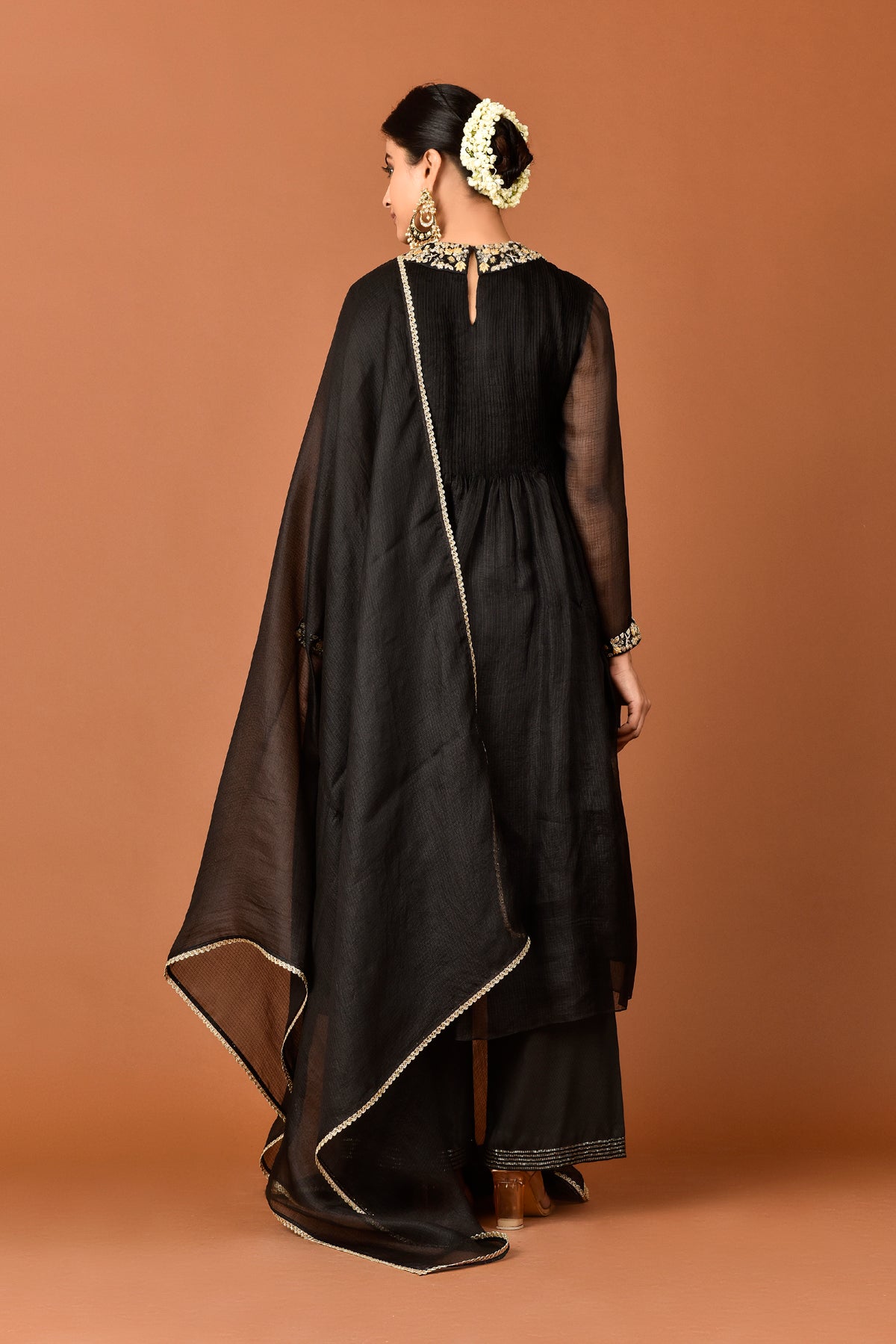 Kota Silk Pintac Tunic With Zardori Flower Border Embroidery With Palazzo & Dupatta Outfit