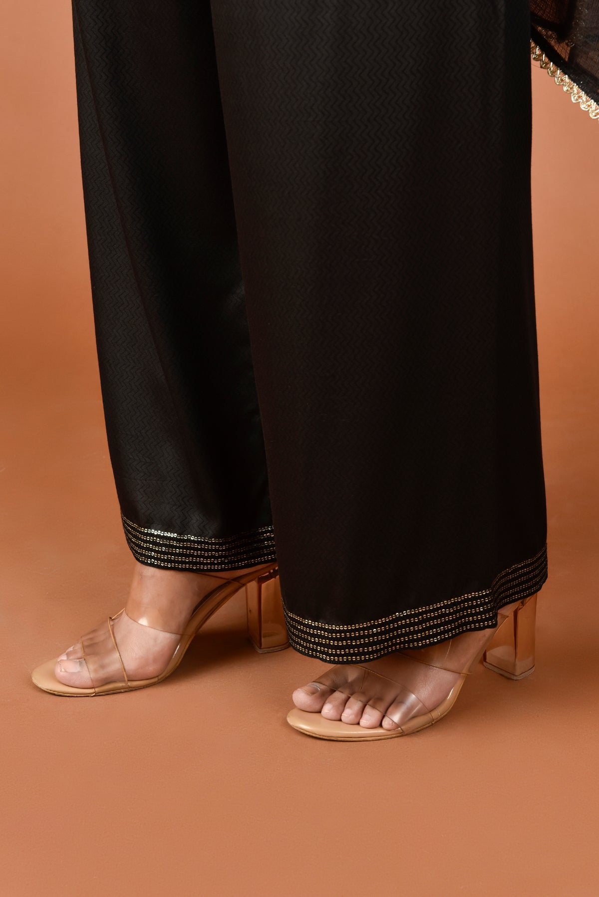 Kota Silk Pintac Tunic With Zardori Flower Border Embroidery With Palazzo & Dupatta Outfit