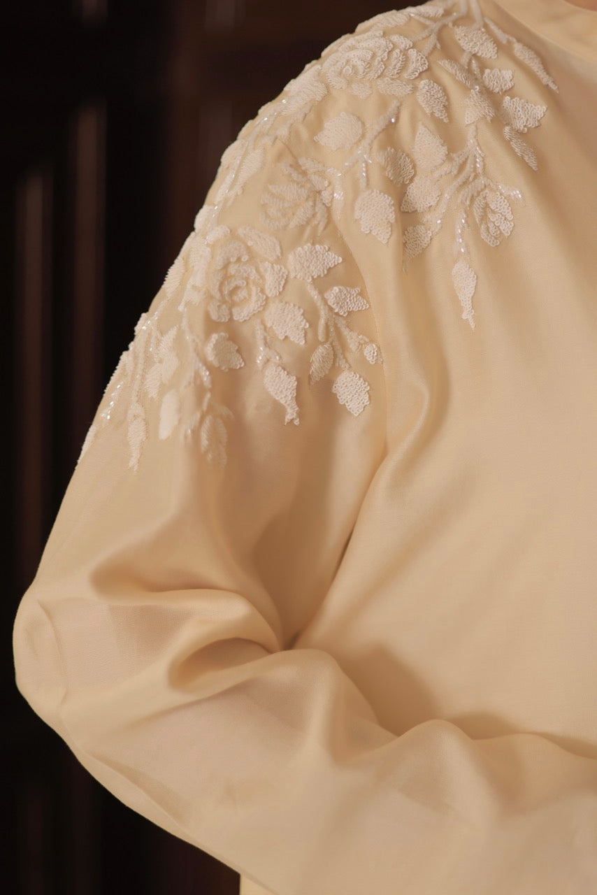Chanderi Rose Jaal Placement Embroidery Shirt