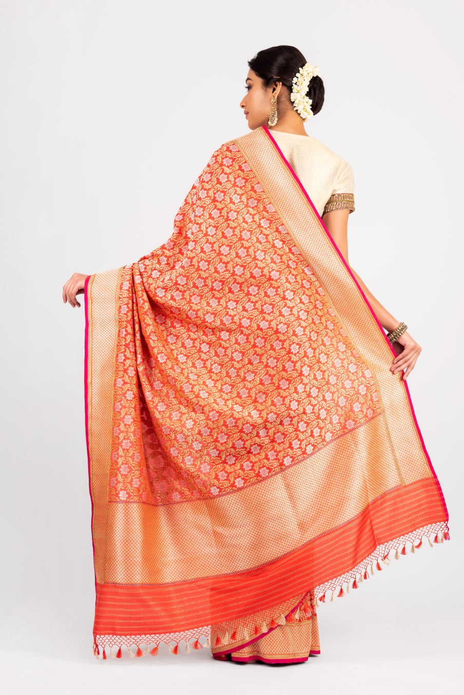 Banarasi Silk Ultakatori Jaal Red Saree