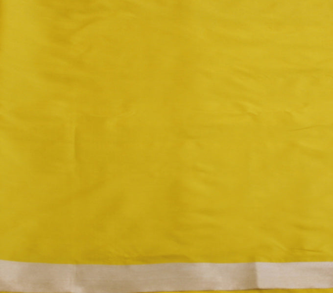 Banarasi Katan Silk Cluster Motif Silver and Gold Yellow Saree