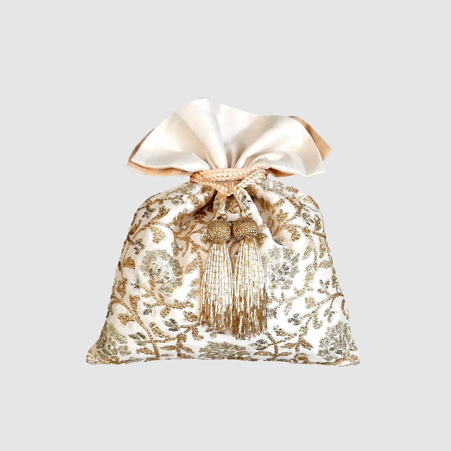 Dupion Silk Gulbahar Jaal Embroidery Potli