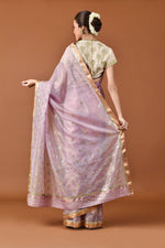 Load image into Gallery viewer, Kota Tissue Graded Leaf Sequence Embroidery Saree
