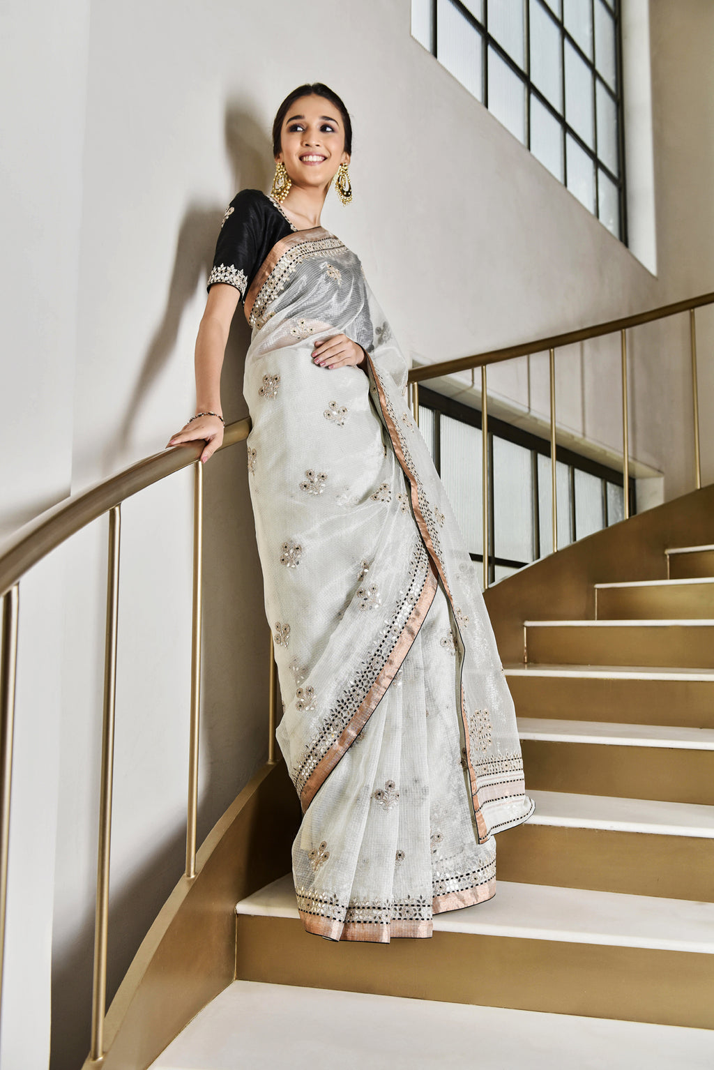 Kota Tissue Floral Fantacy Embroidery Saree