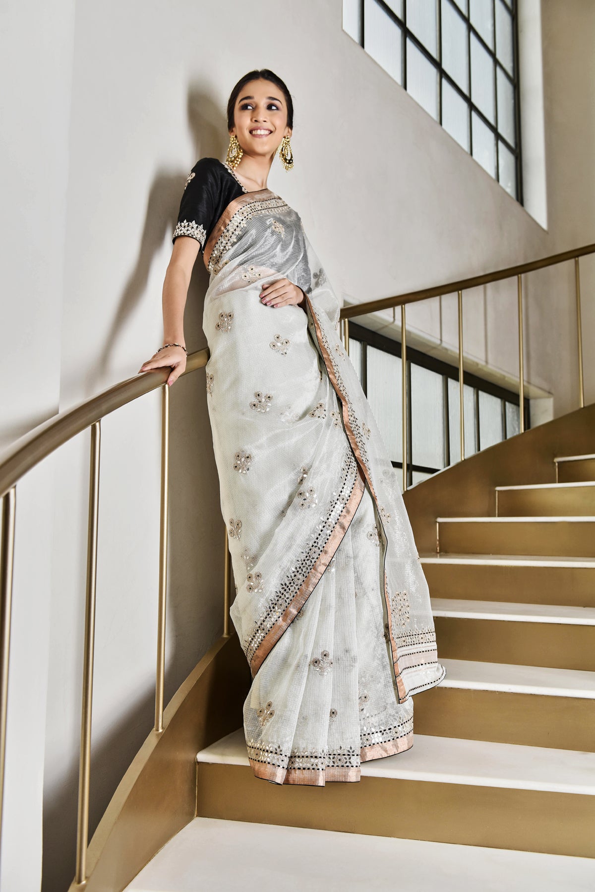 Kota Tissue Floral Fantacy Embroidery Saree