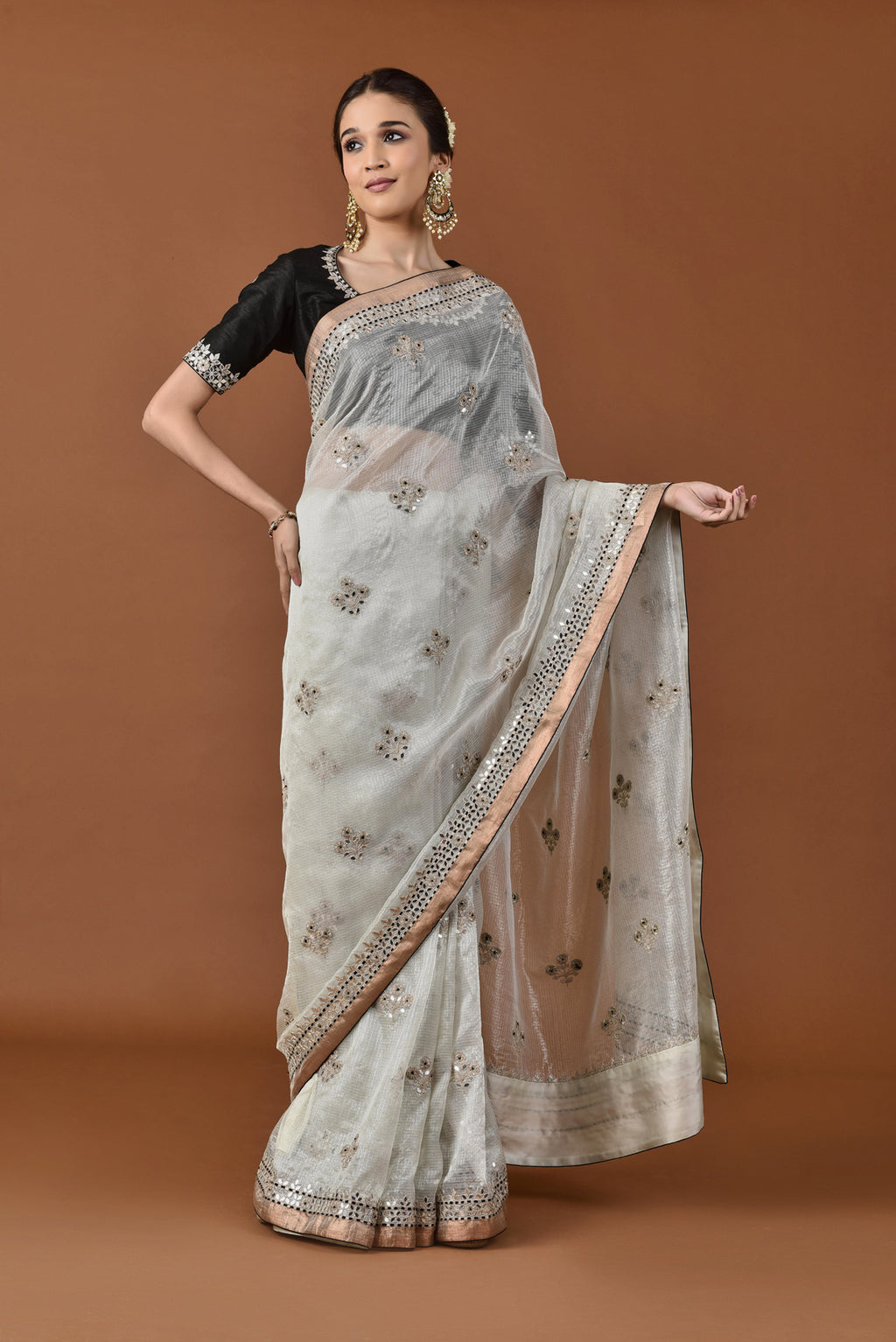 Kota Tissue Floral Fantacy Embroidery Saree