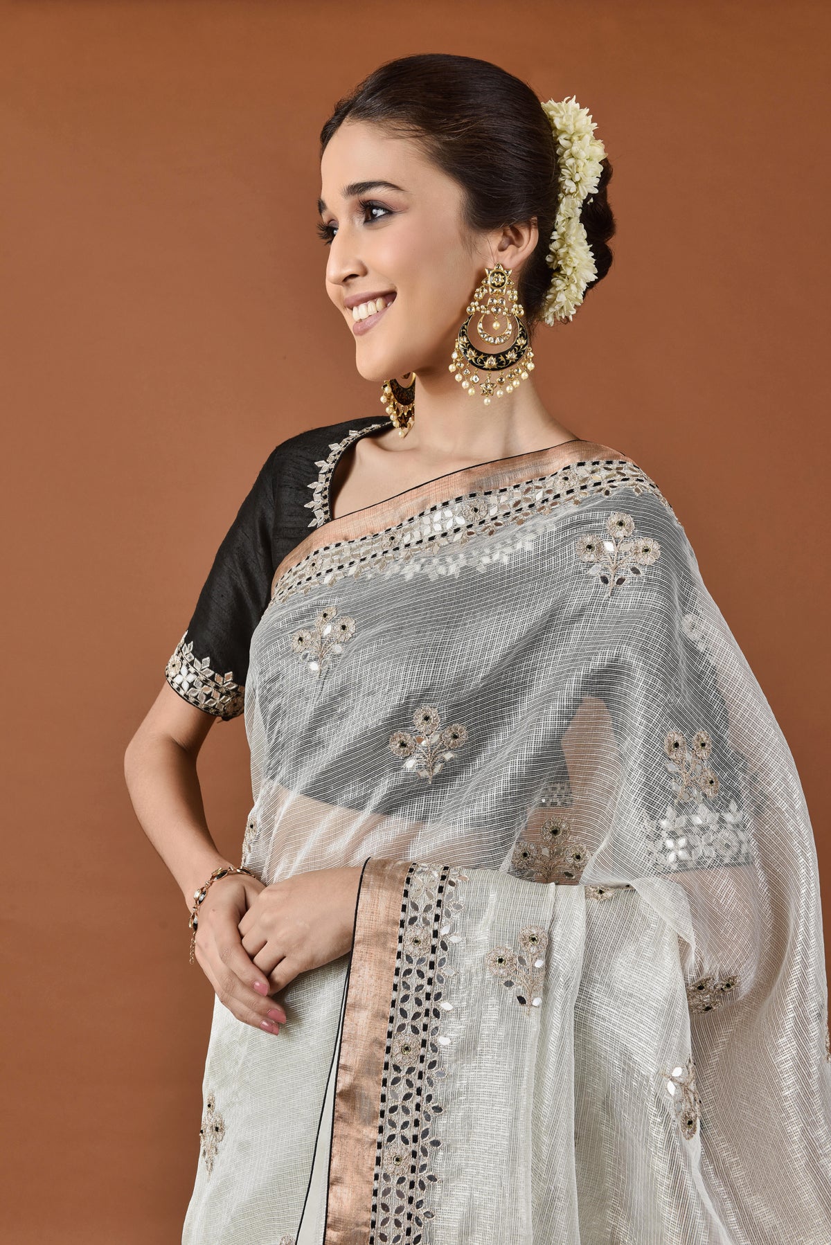Kota Tissue Floral Fantacy Embroidery Saree