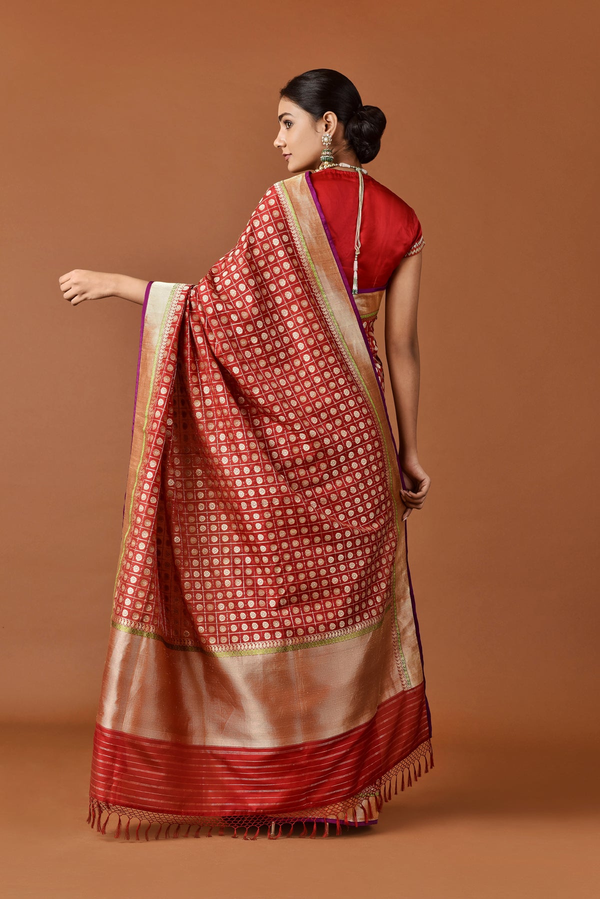 Banarasi Silk New Bridal Jaal With Buti Red Saree