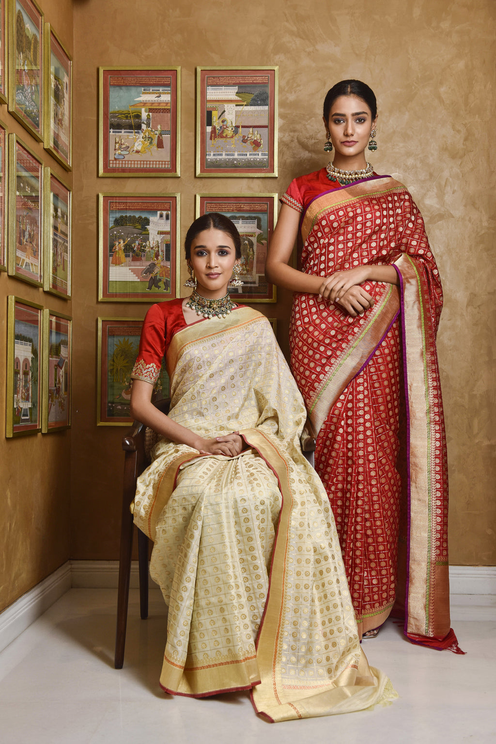 Banarasi Silk New Bridal Jaal With Buti Red Saree