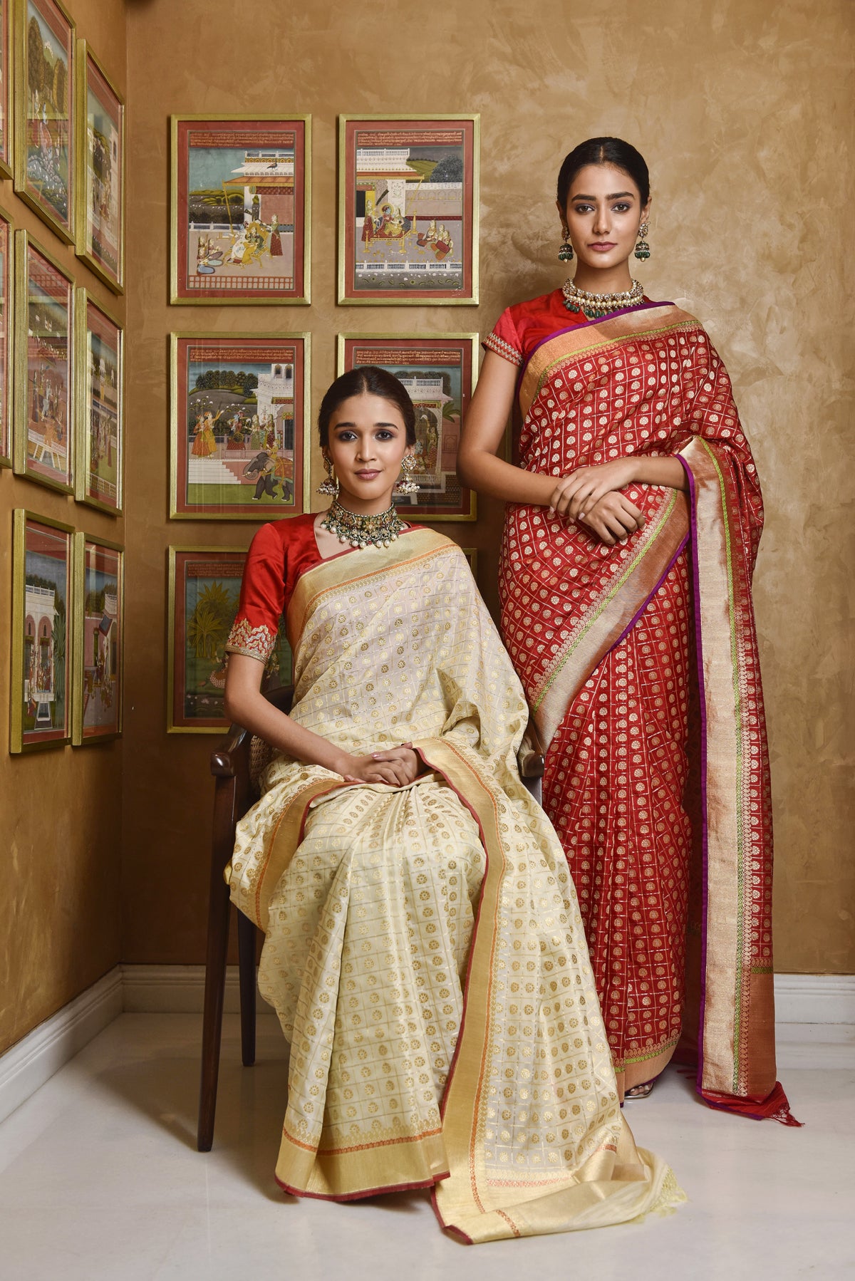 Banarasi Silk New Bridal Jaal With Buti Red Saree