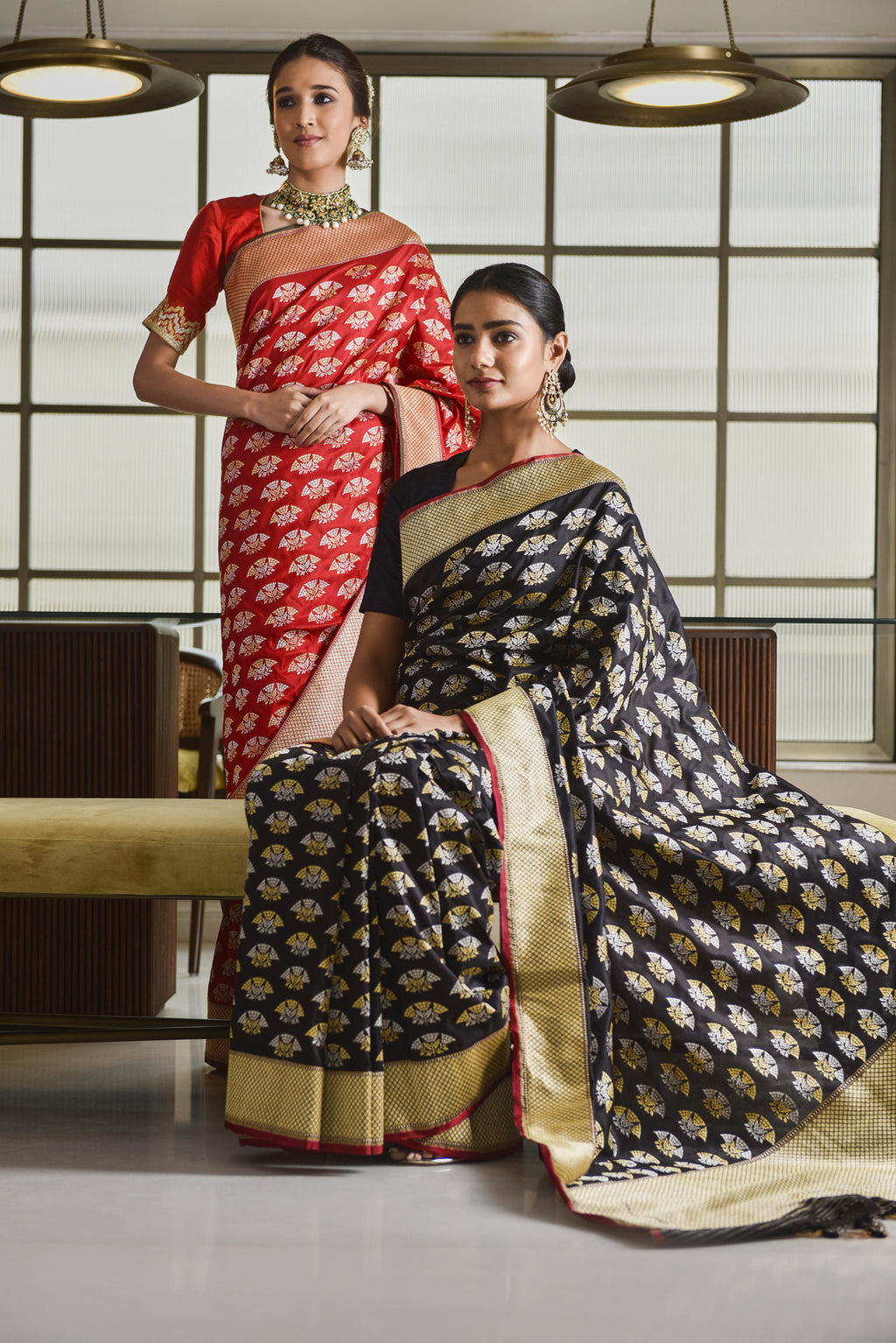 Banarasi Silk Jhumka Buti Red Saree