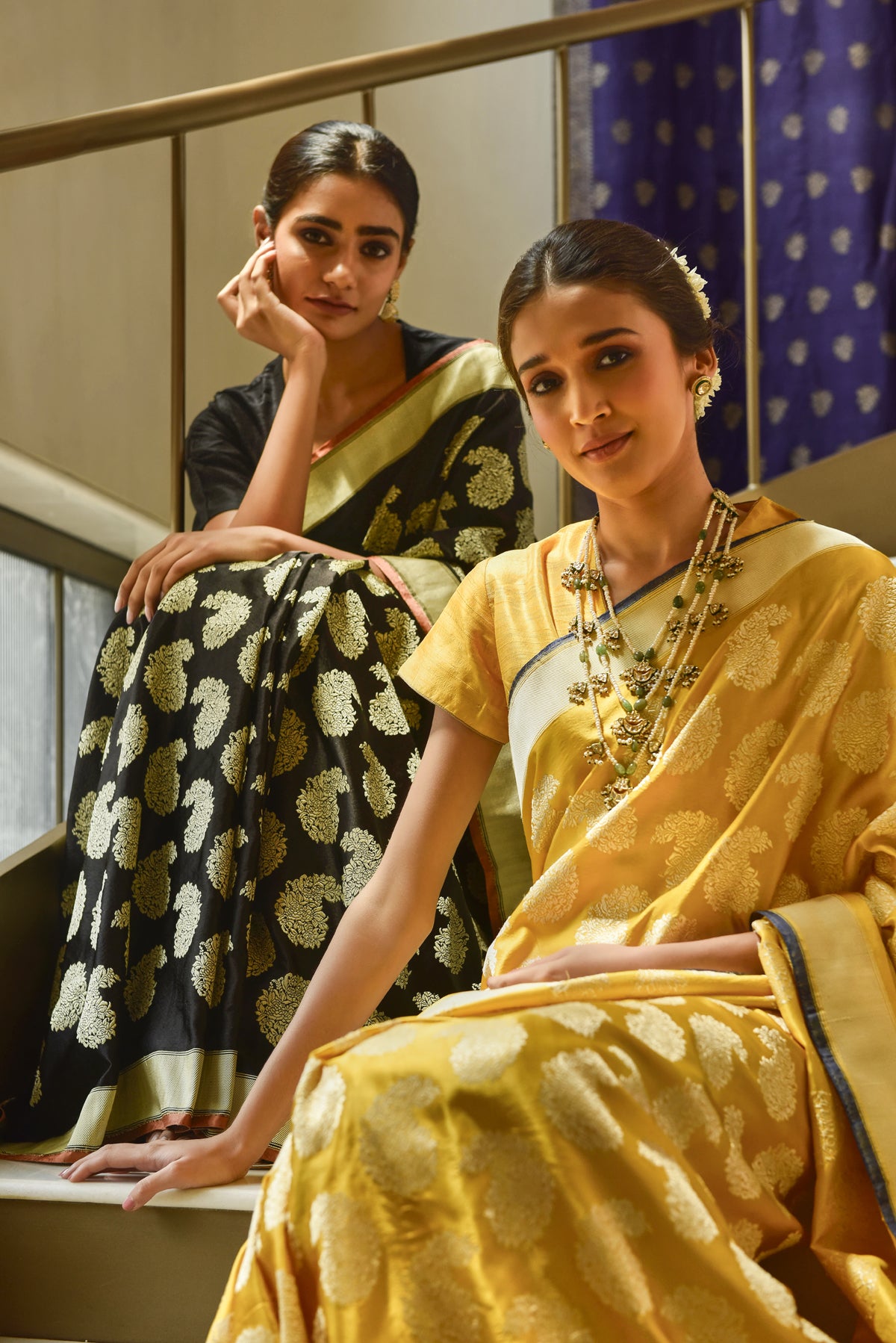 Banarasi Satin Paisley Buti Embroidery Black Saree