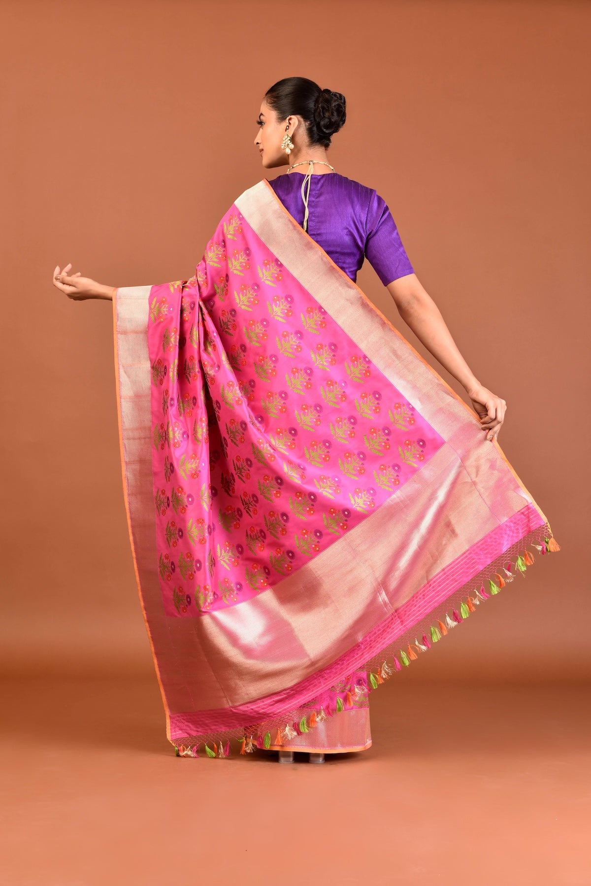 Banaras Silk Kashmir Valley Design Saree – Pink