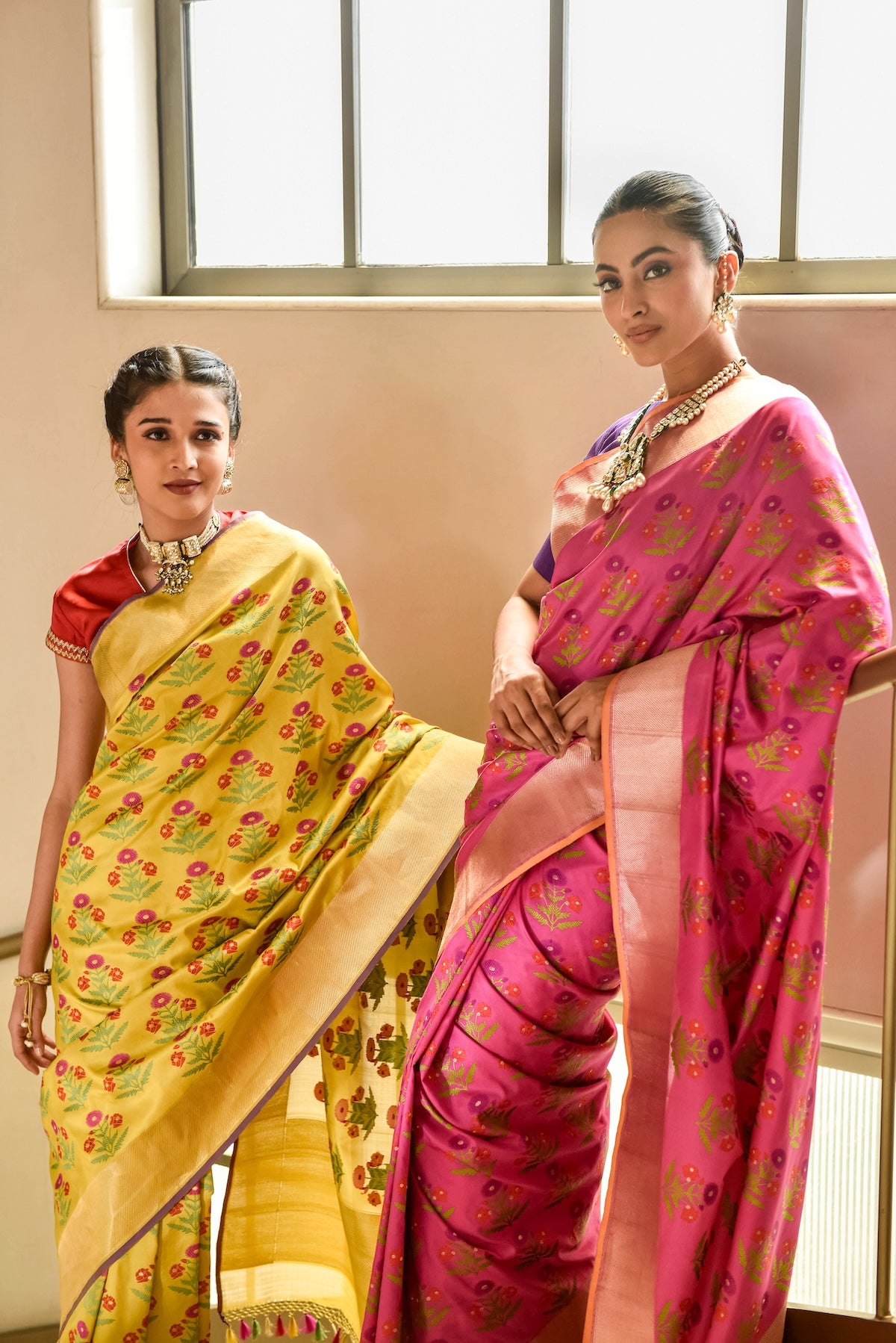 Banaras Silk Kashmir Valley Design Saree – Pink