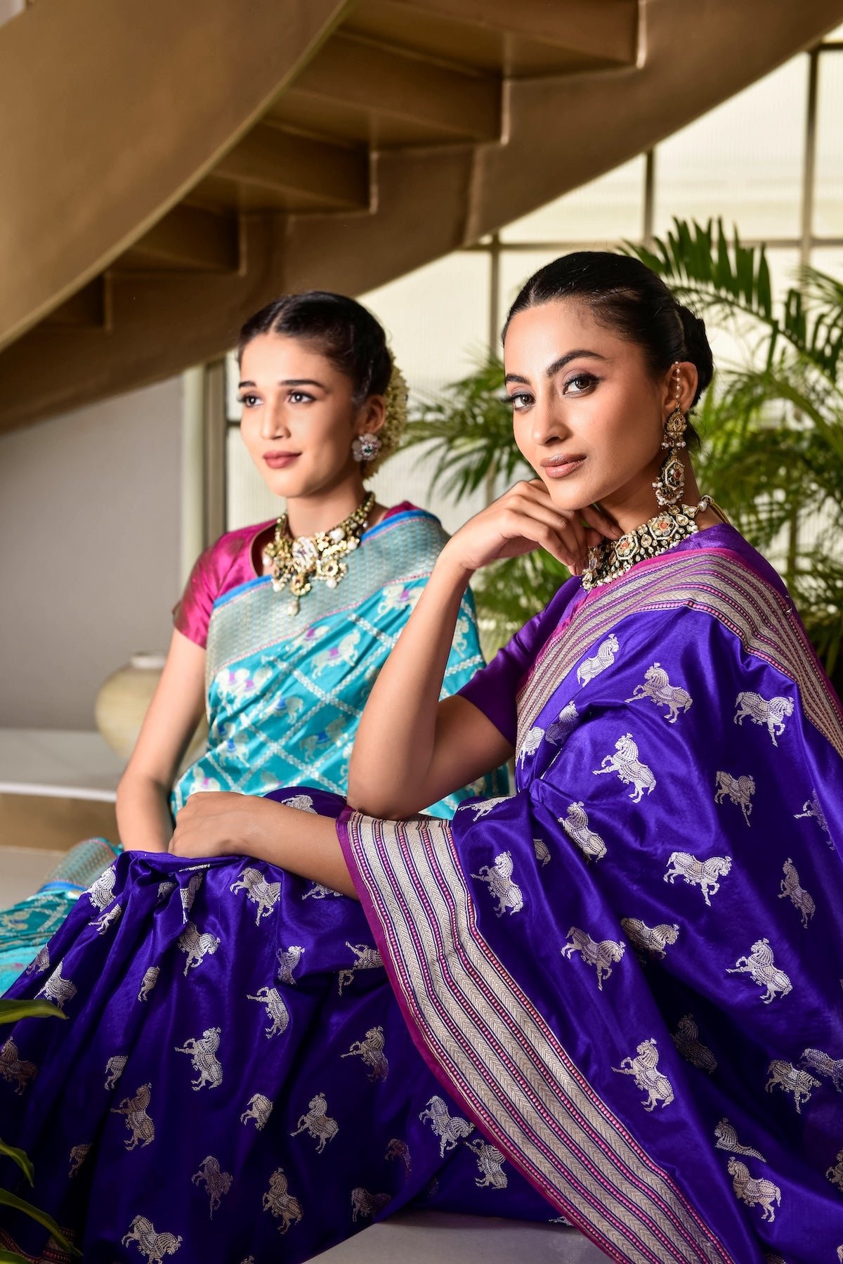Banaras Katan Silk Chetak Jaal Saree – Aqua