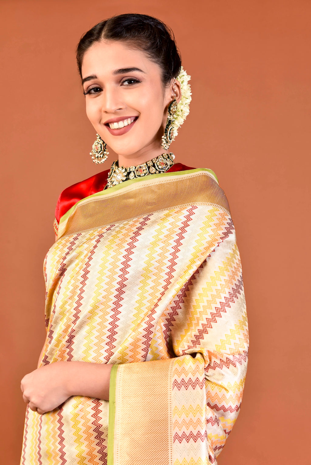 Banaras Silk Satrangi Woven Saree – Beige