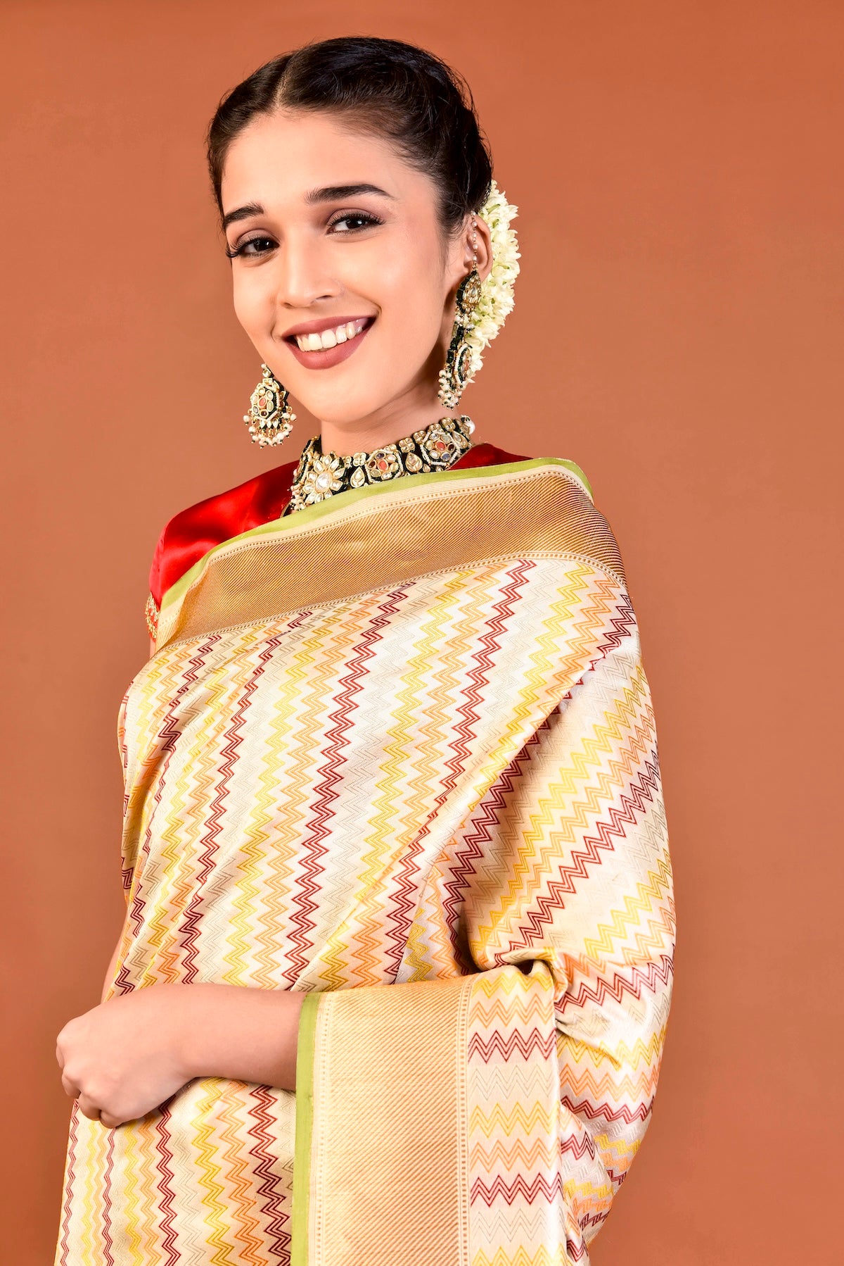 Banaras Silk Satrangi Woven Saree – Beige