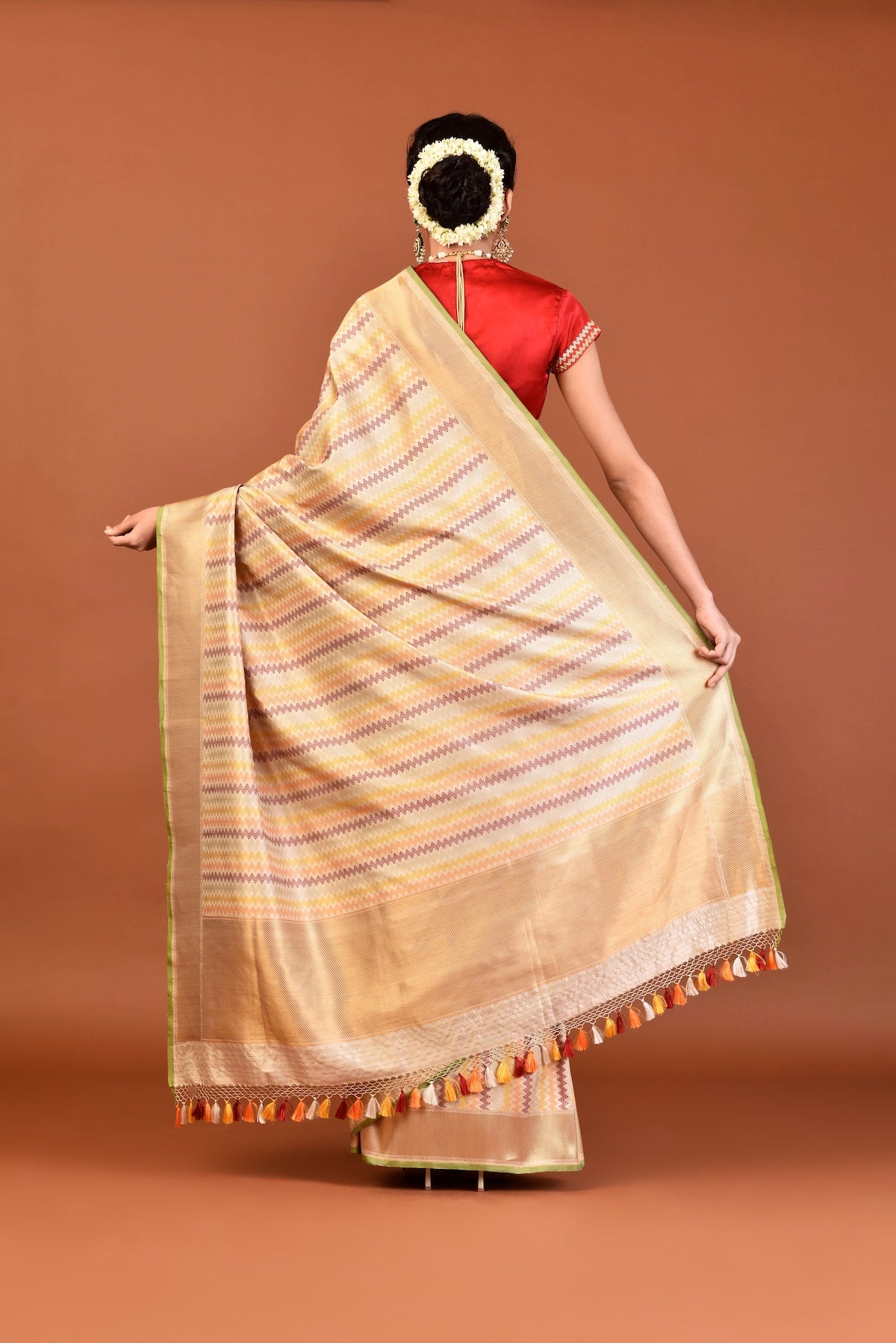 Banaras Silk Satrangi Woven Saree – Beige