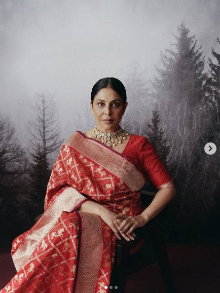 Banarasi Katan Silk Zari Jaal Saree in Red (As Seen on Shefali Shah)