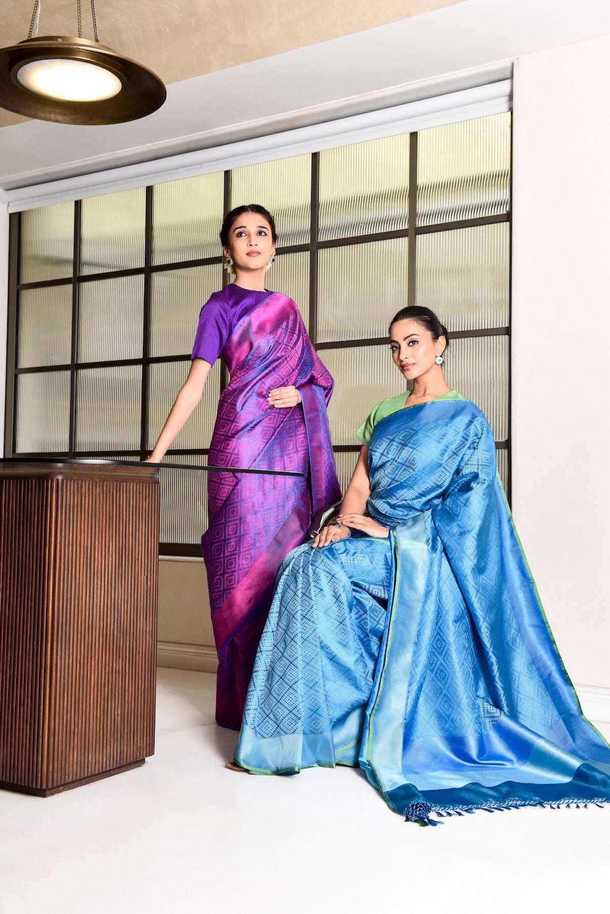 Banaras Silk Geometrical Design Saree – Teal Blue