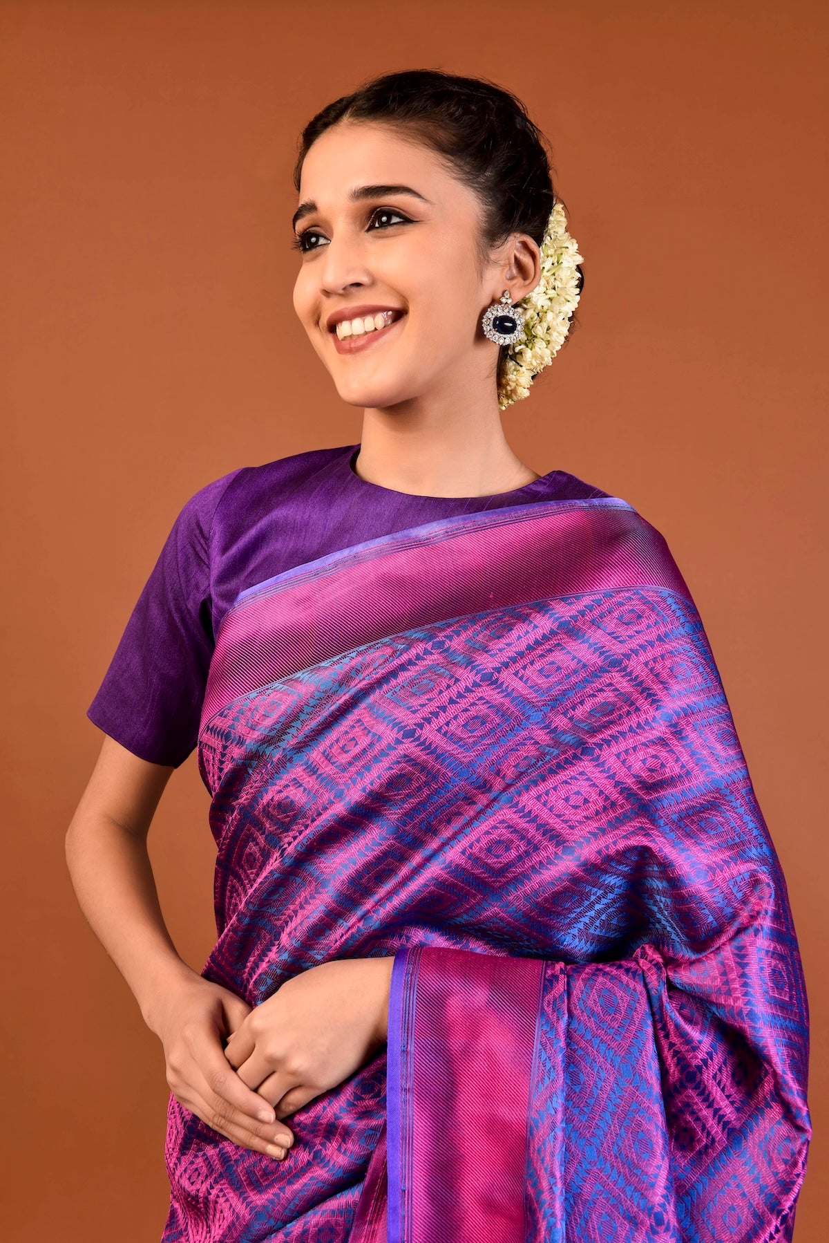 Banaras Silk Geometrical Design Saree – Blue