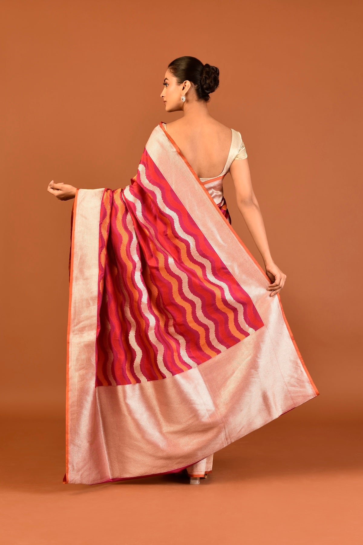 Banaras Silk Patola Design Saree – Rani Pink