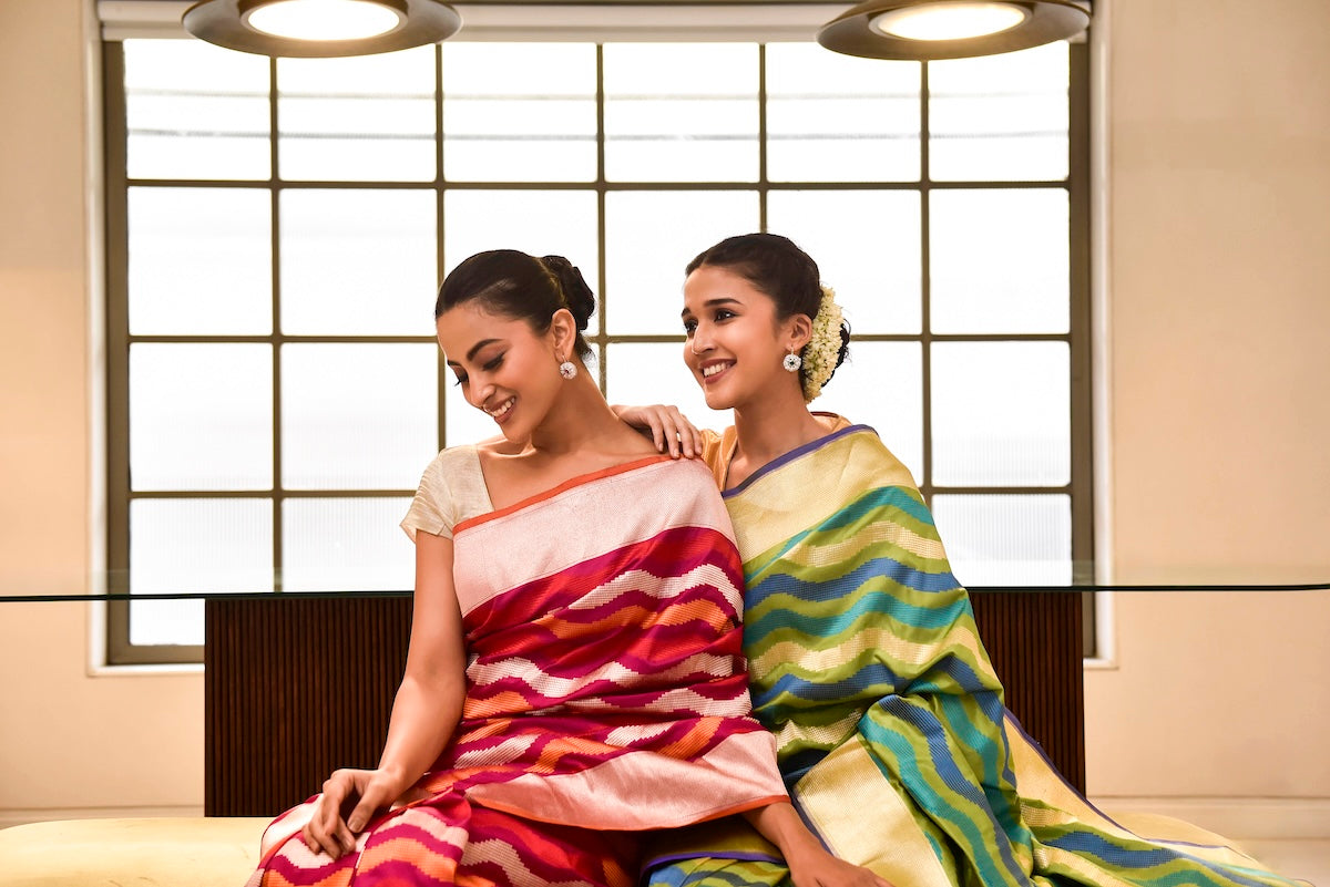 Banaras Silk Patola Design Saree – Rani Pink