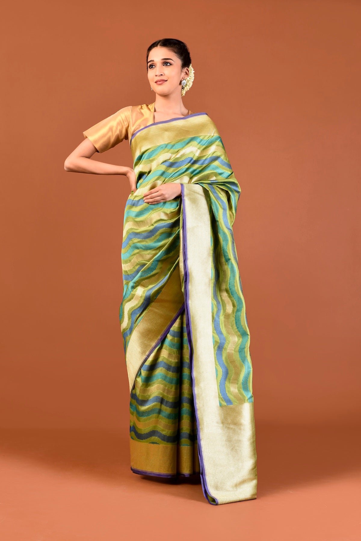 Banaras Silk Patola Design Saree – Green