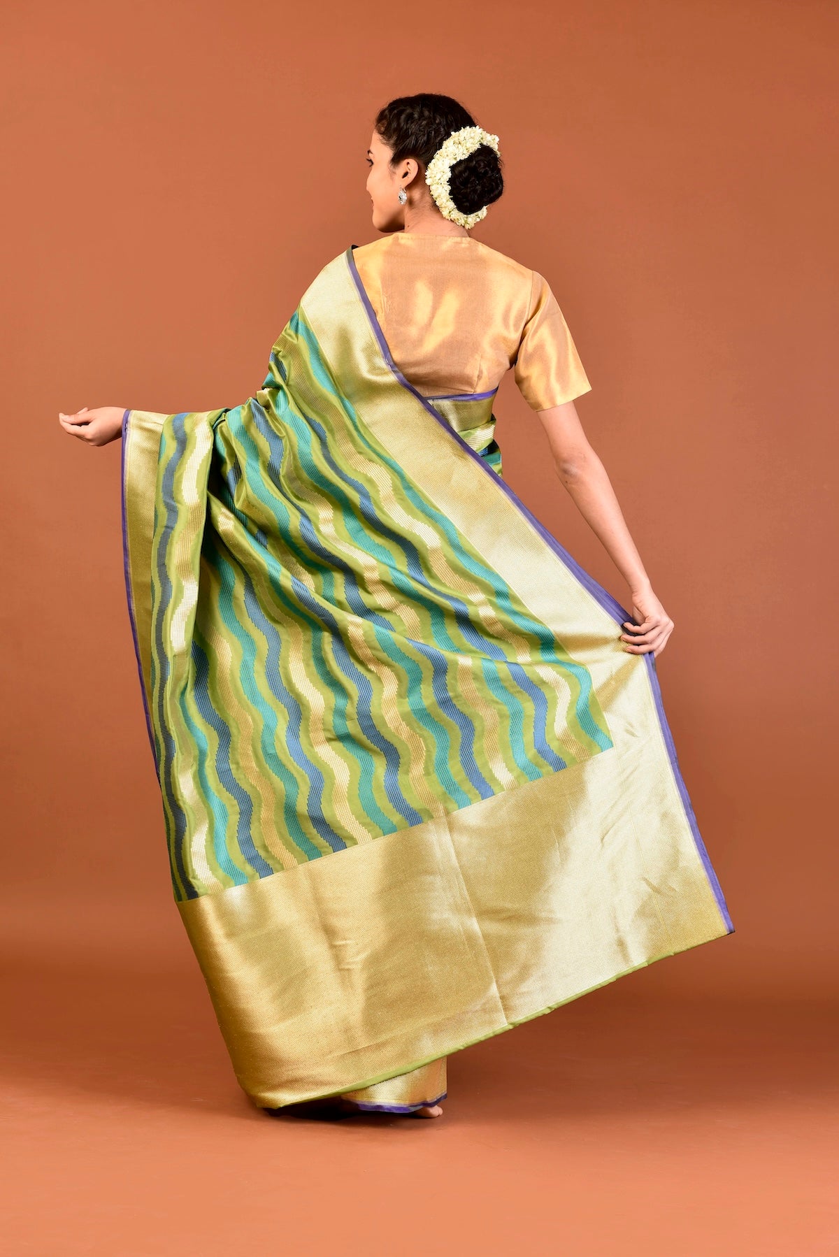 Banaras Silk Patola Design Saree – Green