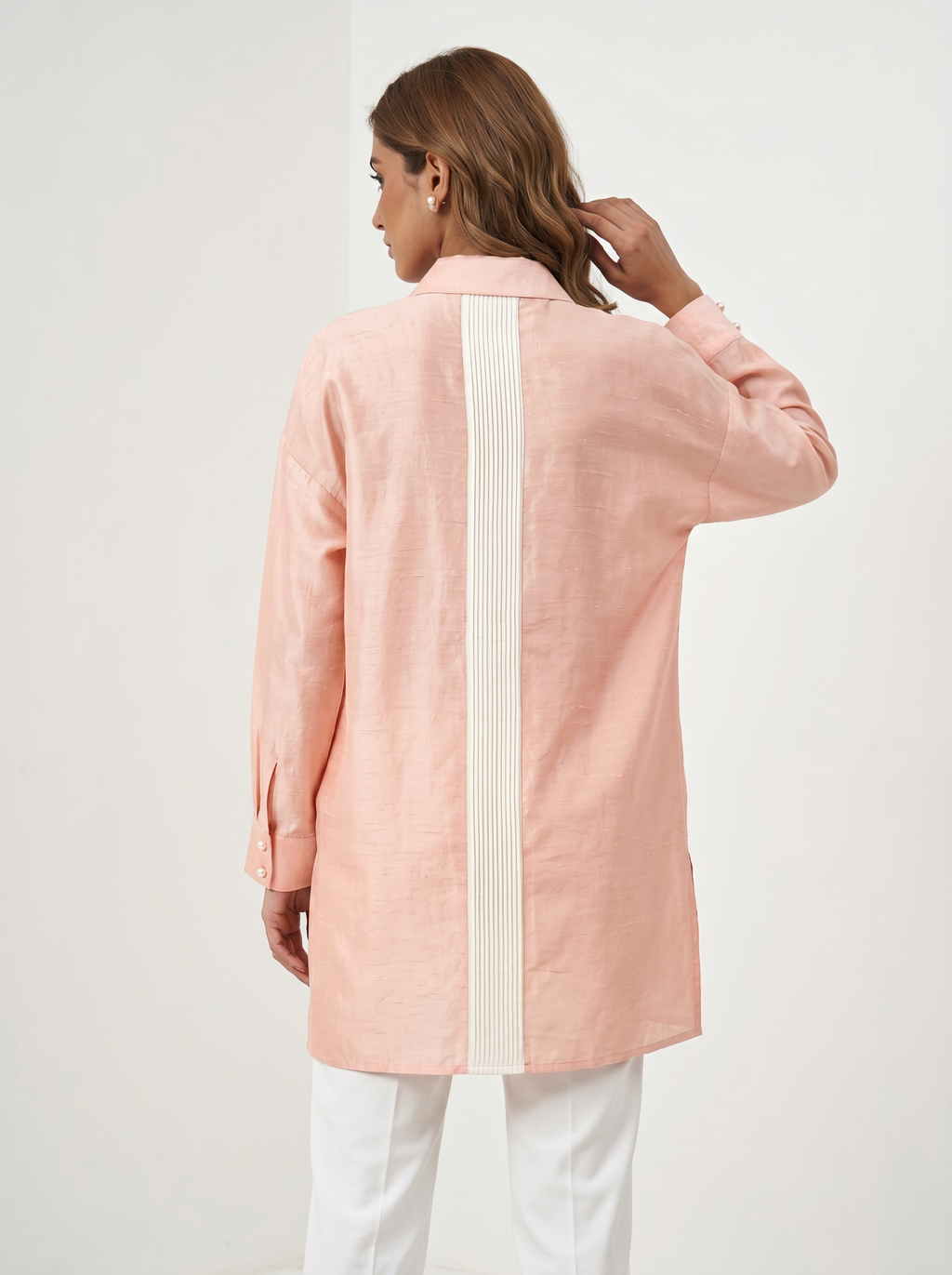 Dupion Silk Blowing Dandelion Embroidery Shirt – Light Pink | Women's Designer Ethnic Wear