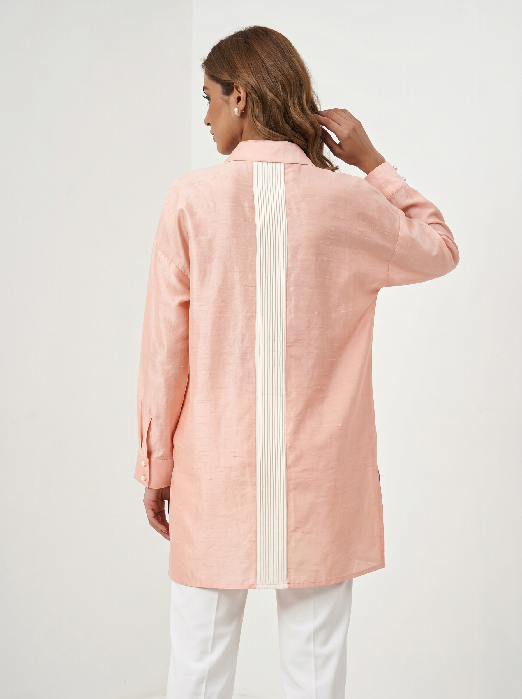 Dupion Silk Blowing Dandelion Embroidery Shirt – Light Pink | Women's Designer Ethnic Wear