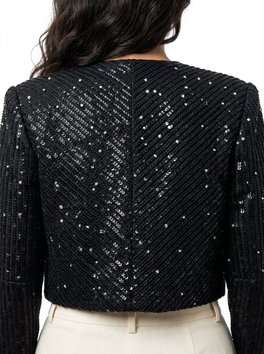 Dupion Silk Diagonal Flower Embroidered Jacket