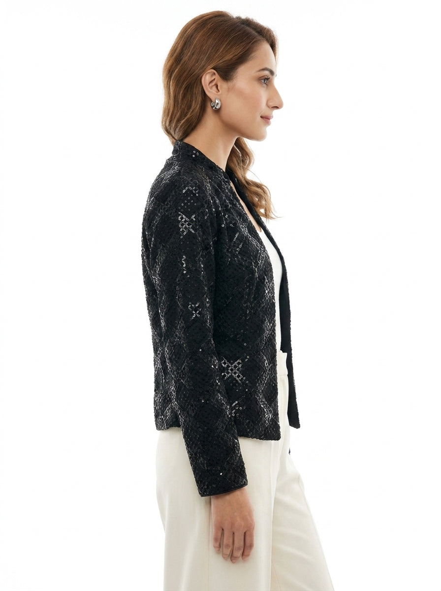 Dupion Silk Diamond Jaal Embroidered Jacket