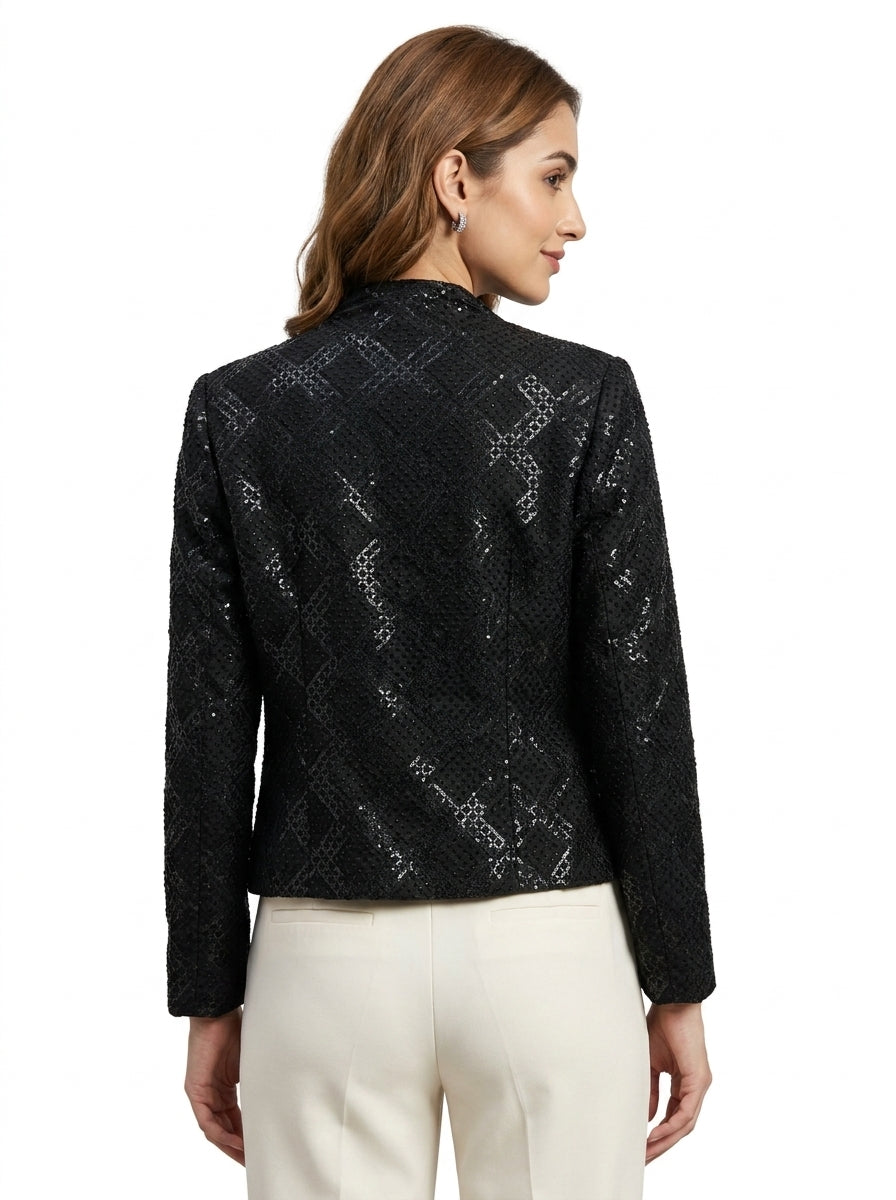 Dupion Silk Diamond Jaal Embroidered Jacket