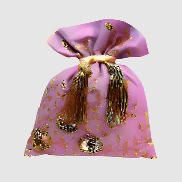 Dupion Silk Gulabdari Jaal Embroidery Potli - Purple
