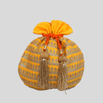 Load image into Gallery viewer, Dupion Silk Matka Kangoora Line Embroidery Potli
