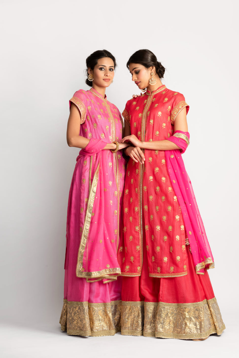 Kota Silk Gota Patti Lehenga and Chiffon Dupatta - Red