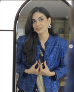 Load image into Gallery viewer, Dupion Silk Resham Flower Jaal Embroidered Blue Jacket
