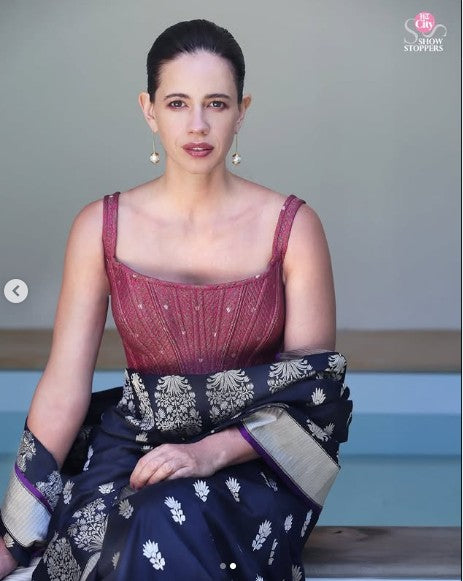 Kalki Koechlin in our Banarasi Mughal Buta Skirt Border Saree