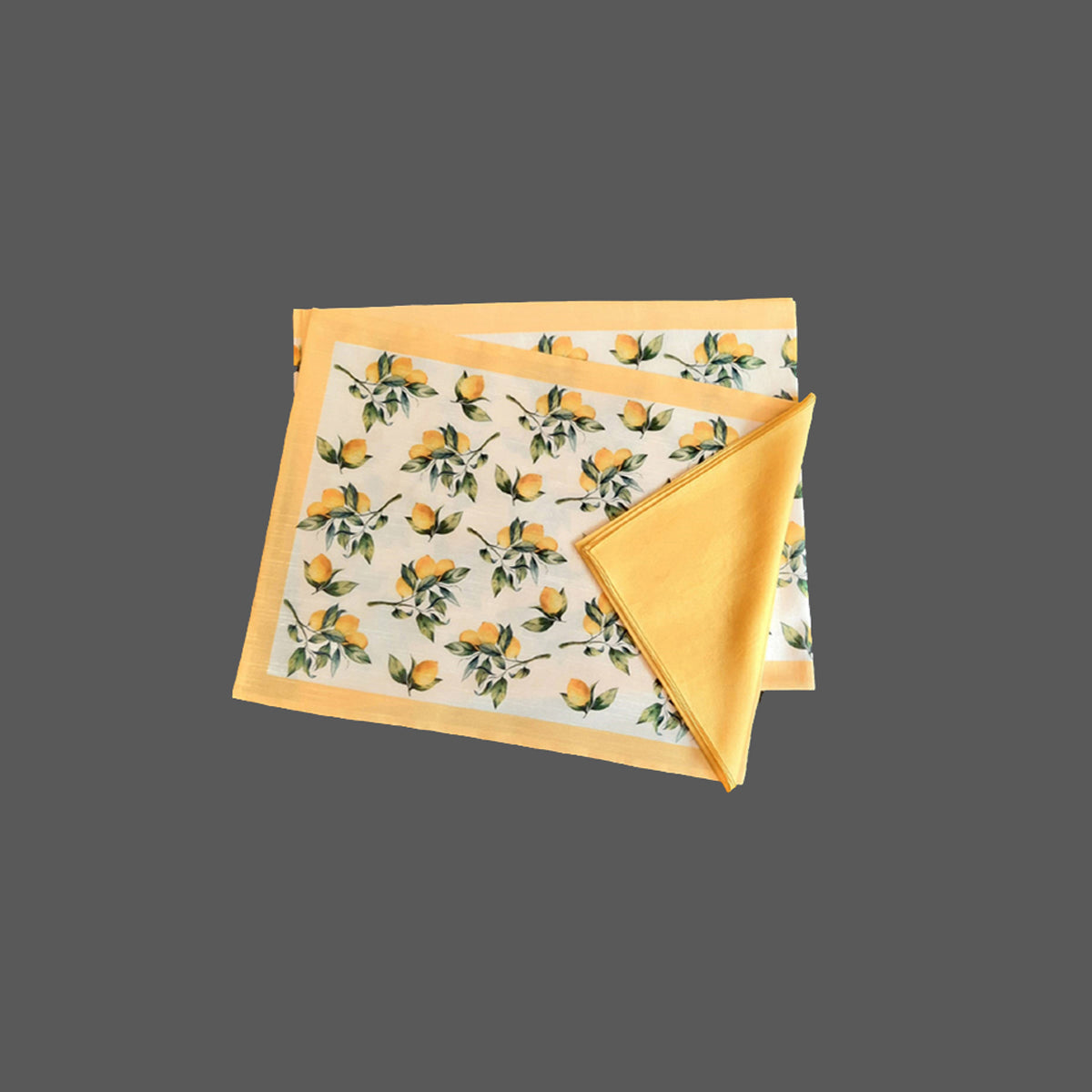 Dupion Silk Lemon Cluster digital print Mat Set