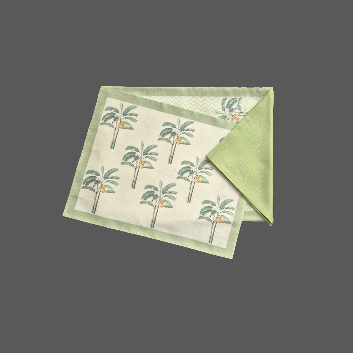 Dupion Silk Banana Tree Motif Ivory Mat Set