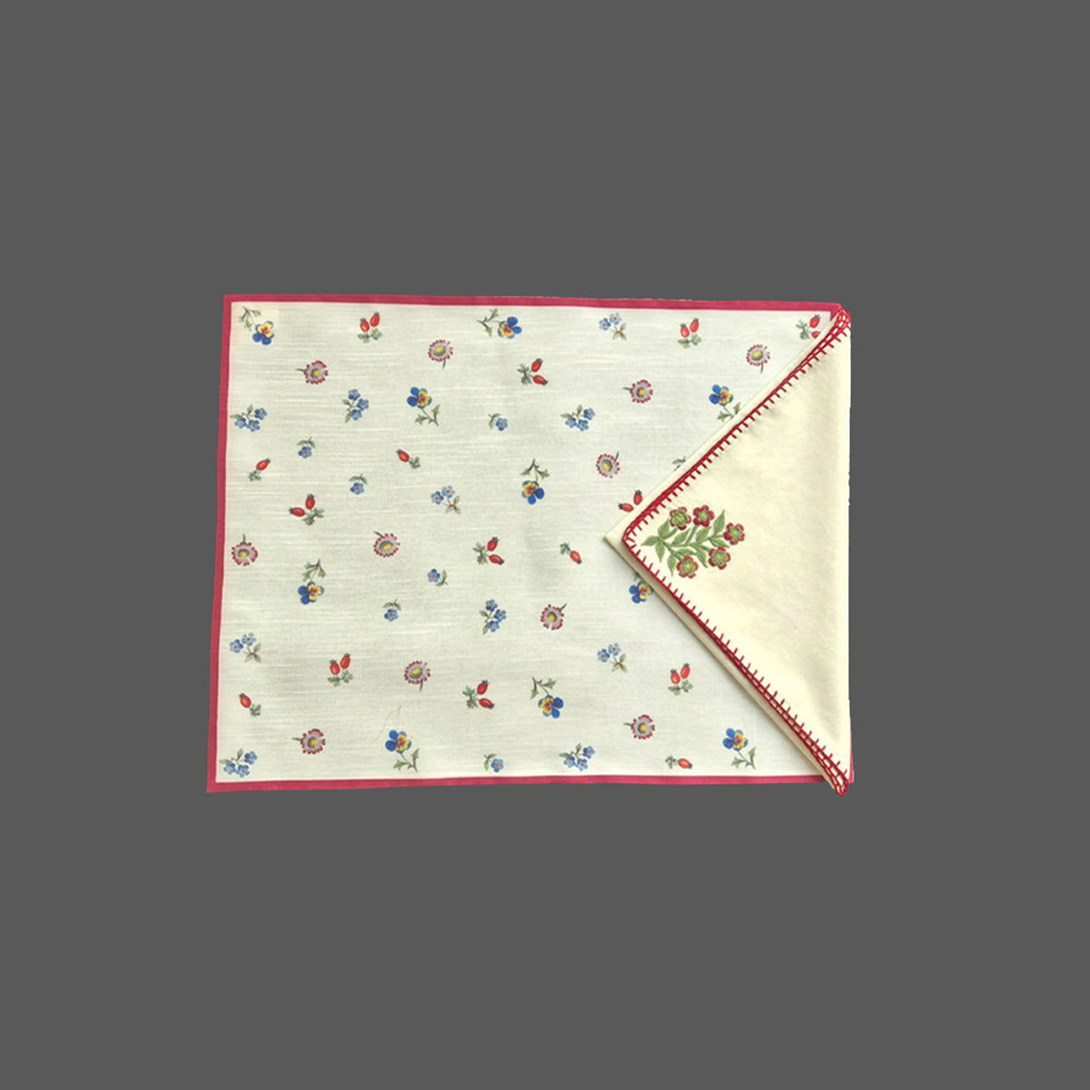 Dupion Silk Digital Print Small Buti Off White Mat Set