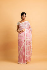 Load image into Gallery viewer, Kota Silk Off White White Khadi Print With Dori Pearl Embroidery Saree
