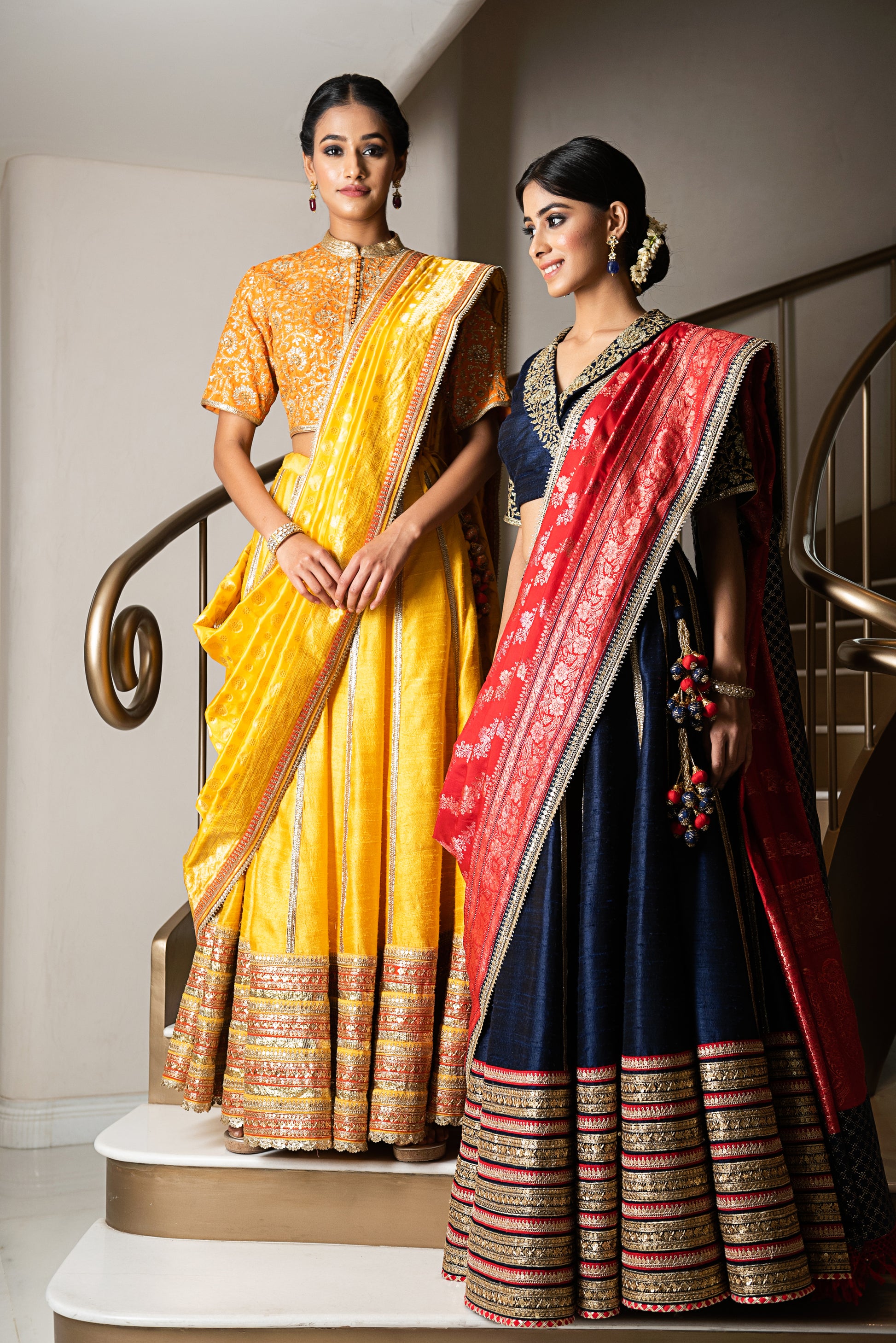 Dupion Silk Lehenga Gulbahar Jaal with Embroidery Lehenga Set - Yellow