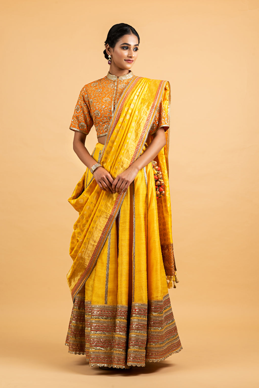 Dupion Silk Lehenga Gulbahar Jaal with Embroidery Lehenga Set - Yellow