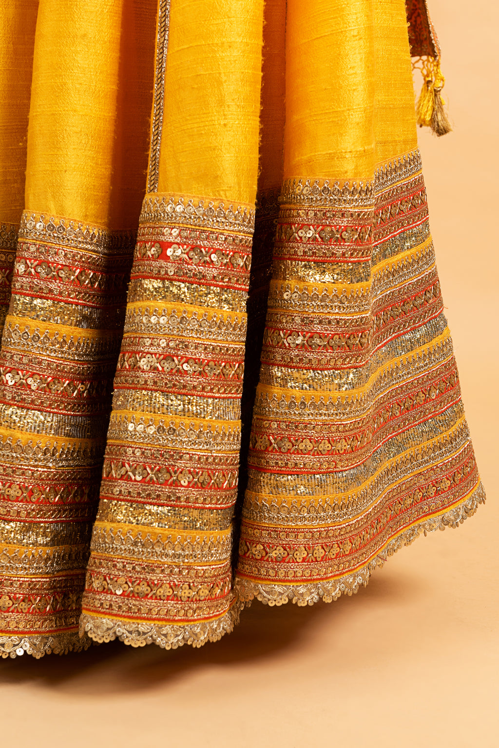 Dupion Silk Lehenga Gulbahar Jaal with Embroidery Lehenga Set - Yellow
