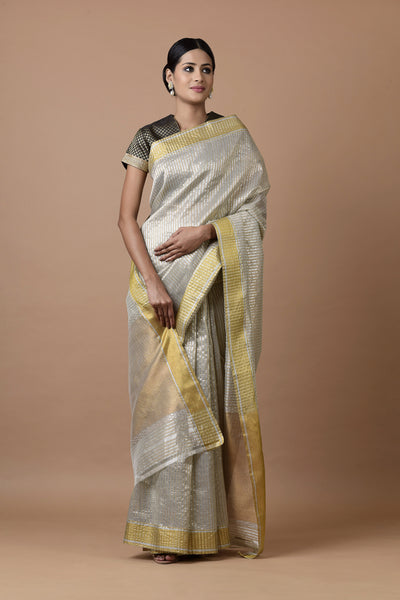 Pure Silk With Silver and Gold jari Saree at Rs.1199/Piece in surat offer  by aahna fashion