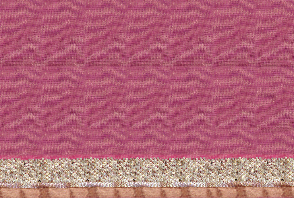 Kota Tissue Sequins Cutdana Border Embroidery Saree